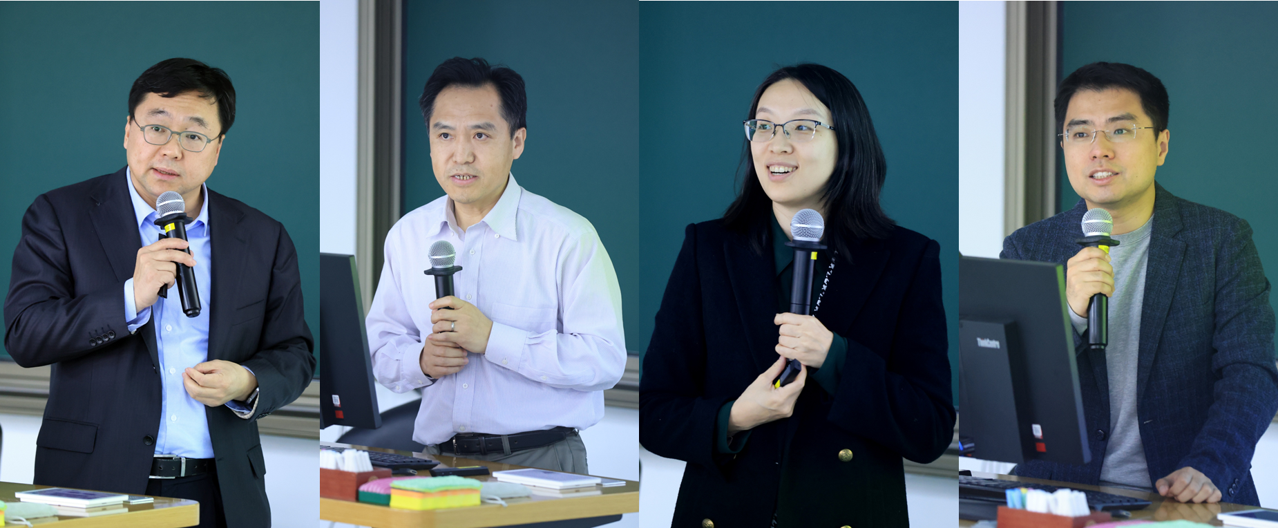 20250313-金沙集团3354cc举行全校学科引擎工作交流会-OEC-左至右：吴华强、刘书明、王琛、王帅国.png